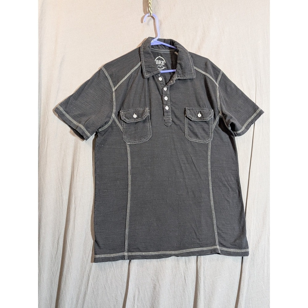 BKE Men's Standard Fit Bayou Polo Black Size XL